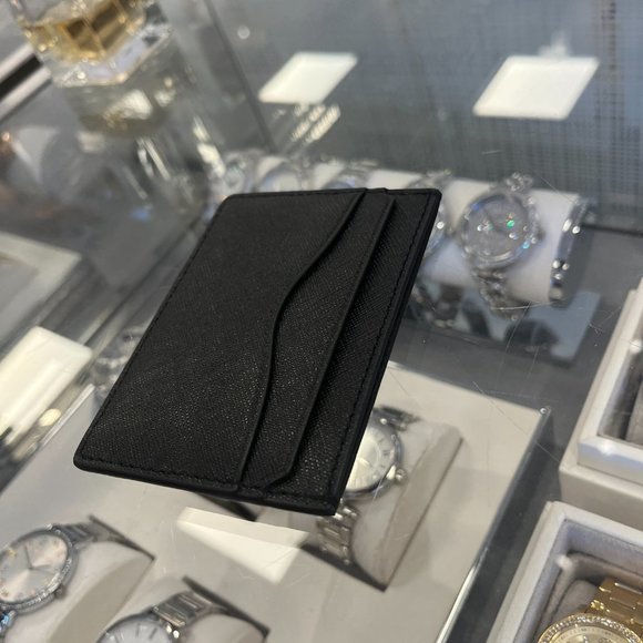 Tory Burch Emerson Slim Saffiano Leather Card Case in Black - Picture 4 of 7